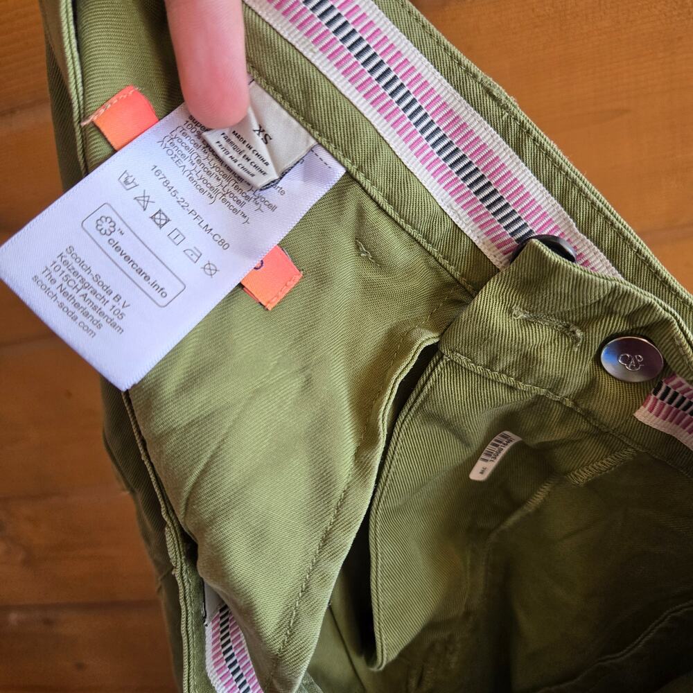 Scotch & Soda Lara Cargo Jogger Pant Trouser Green High Rise XS Boho Granola - Picture 3 of 7